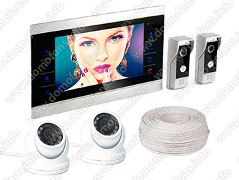 Комплект видеодомофона с двумя вызывными панелями и двумя камерами HDcom S-104